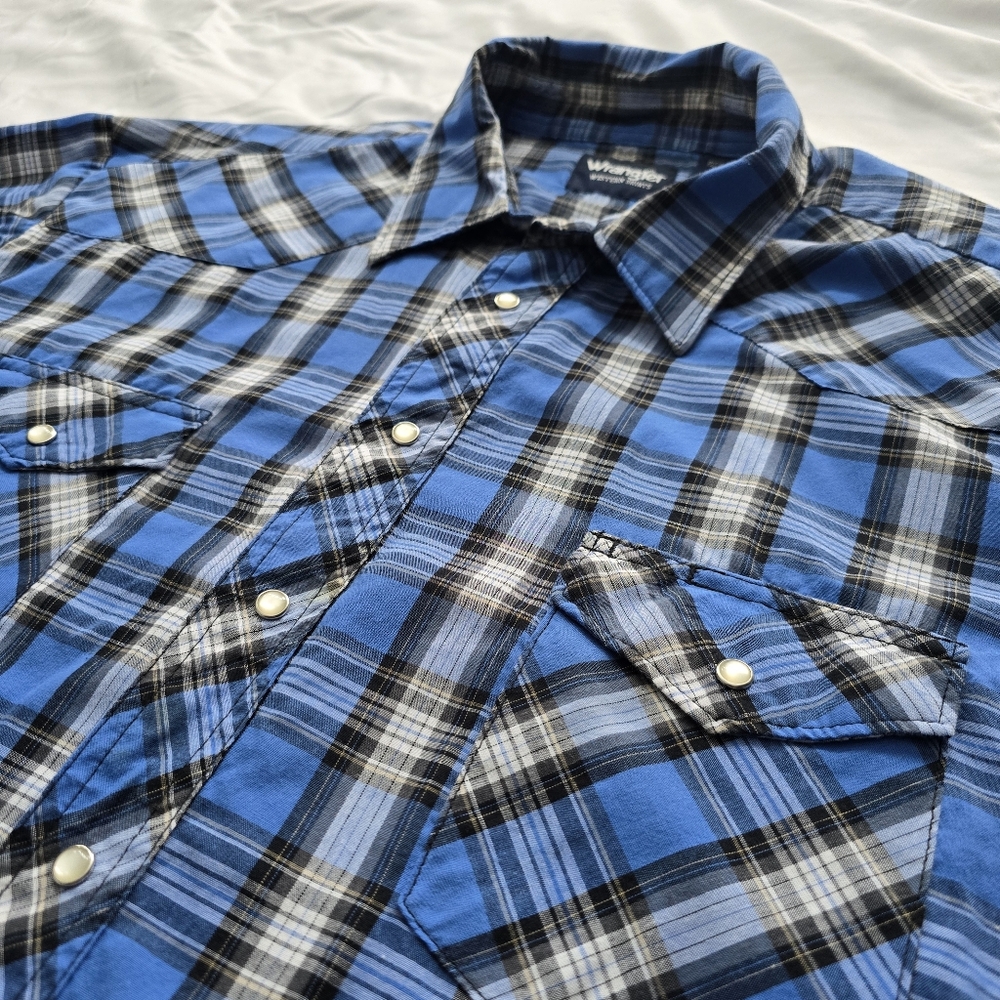 Wrangler Western Plaid Pearl Snap Button Down Shirt Long Sleeve Men’s 3XLT